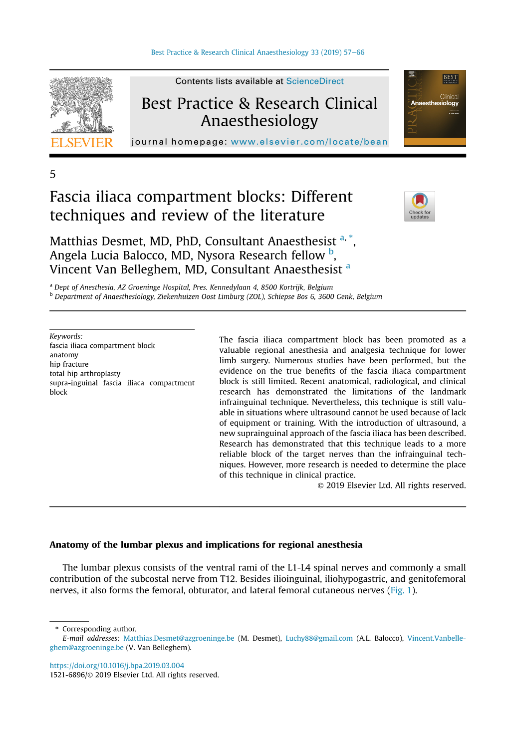 Fascia Iliaca Compartment Blocks: Different Techniques and Review of the Literature