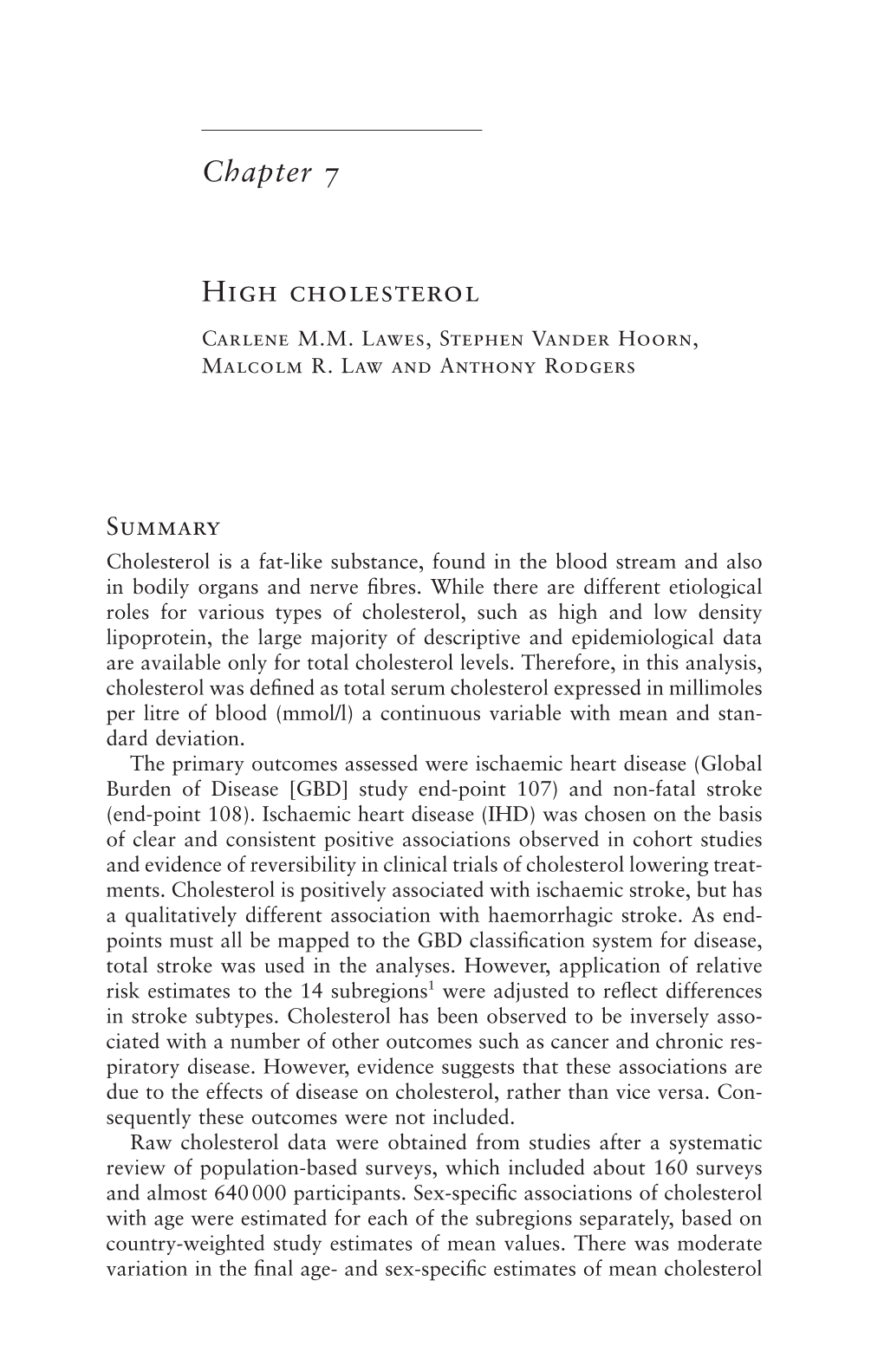 Chapter 7 High CHOLESTEROL