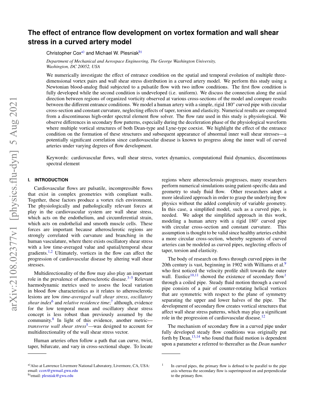 The Effect of Entrance Flow Development on Vortex Formation