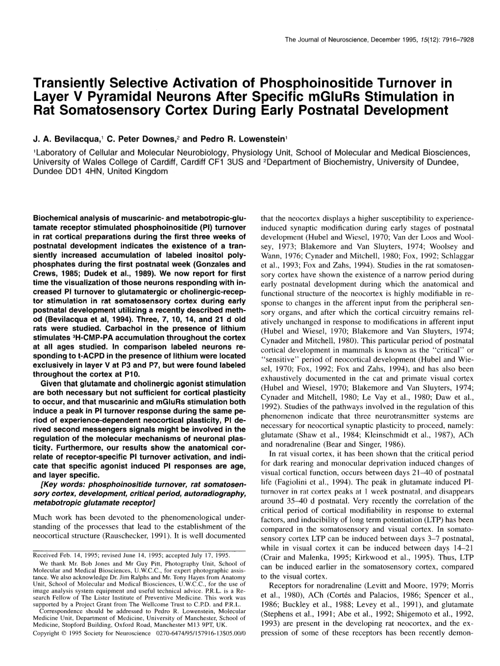 Transiently Selective Activation of Phosphoinositide Turnover in Layer