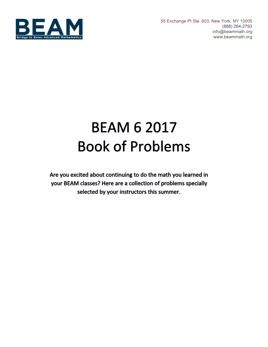 BEAM 6 2017 Book of Problems