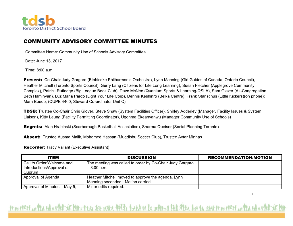 Community Advisory Committee Minutes