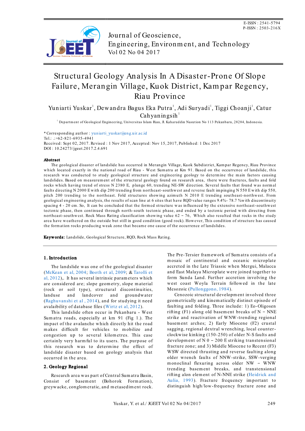 Structural Geology Analysis in a Disaster-Prone of Slope Failure