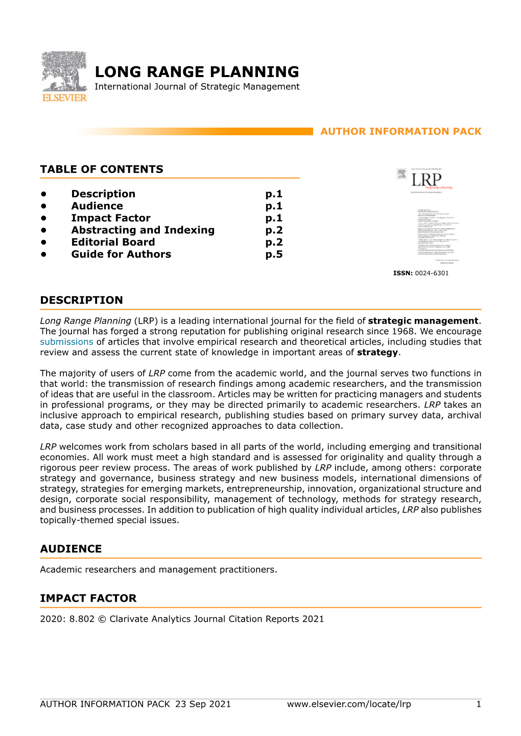 LONG RANGE PLANNING International Journal of Strategic Management