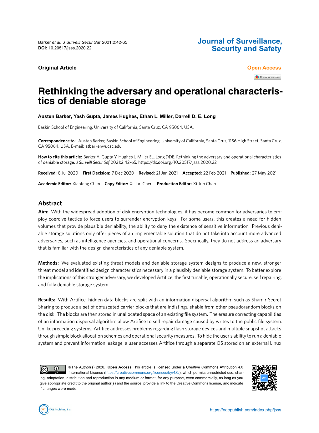 Rethinking the Adversary and Operational Characteris- Tics of Deniable Storage