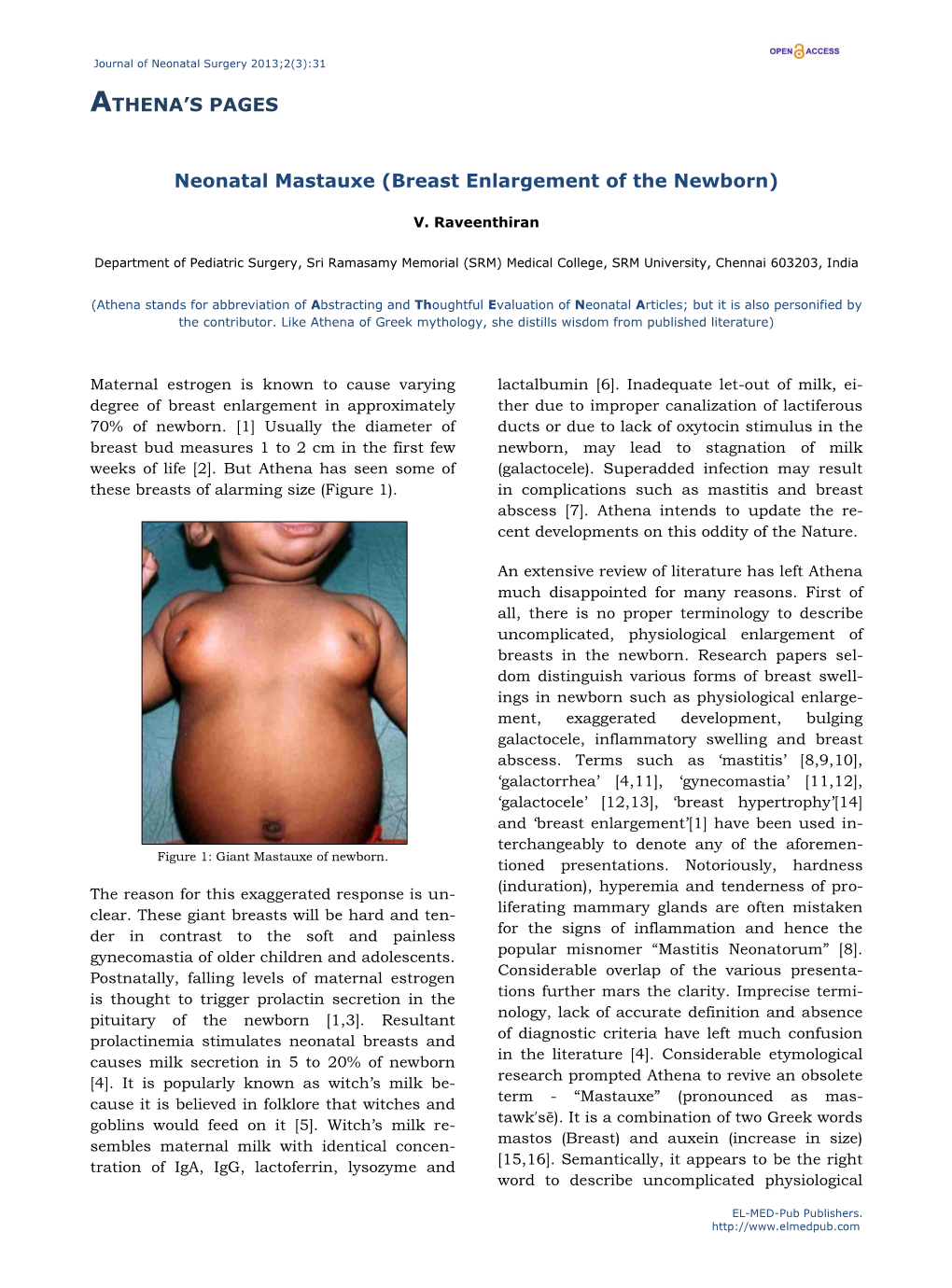 Neonatal Mastauxe (Breast Enlargement of the Newborn)