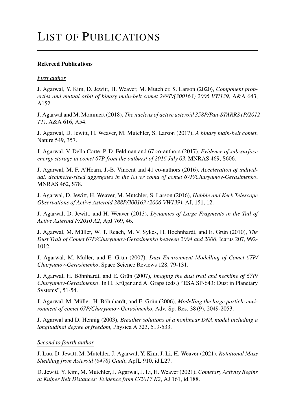 List of Publications