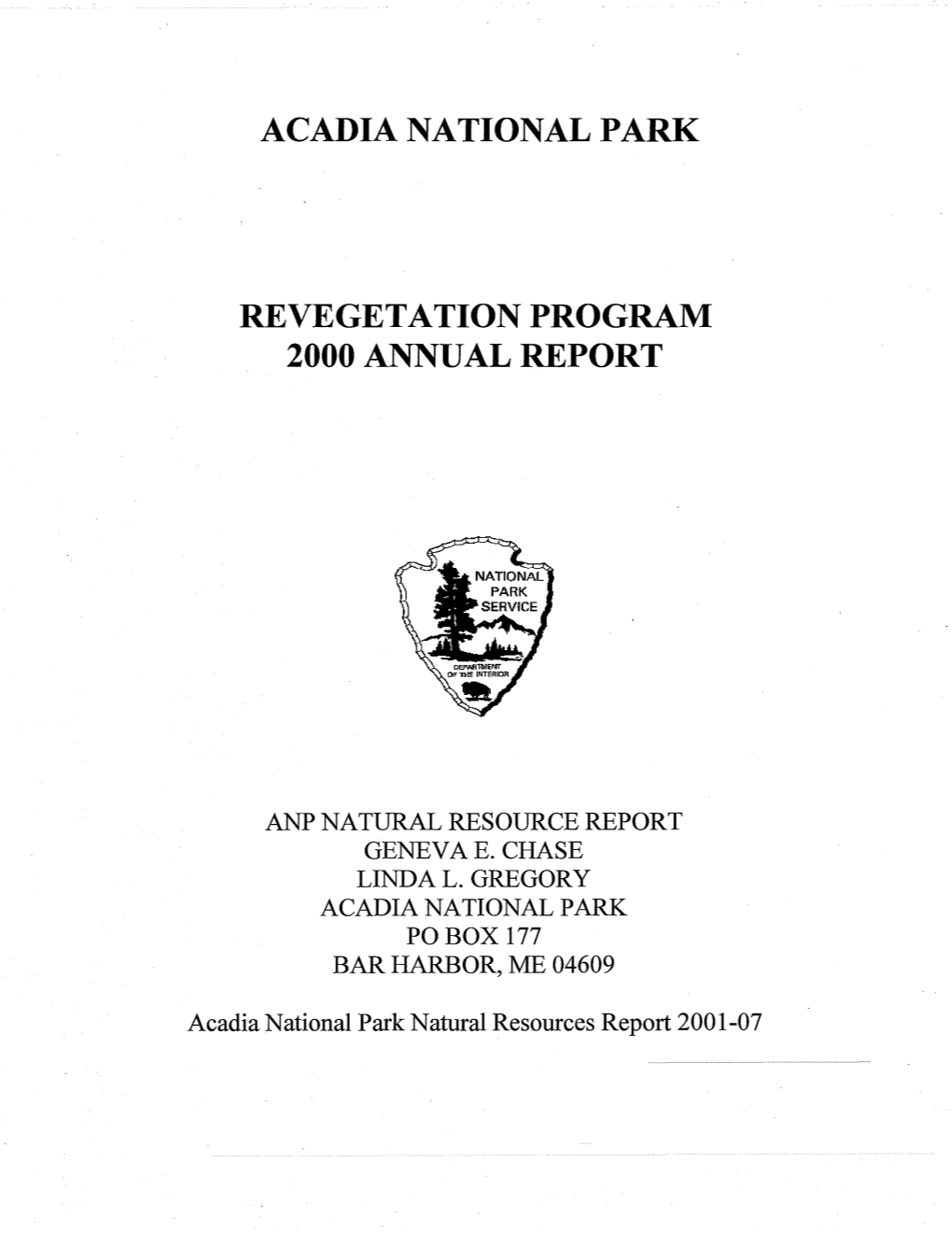 Acadia National Park Revegetation Program 2000