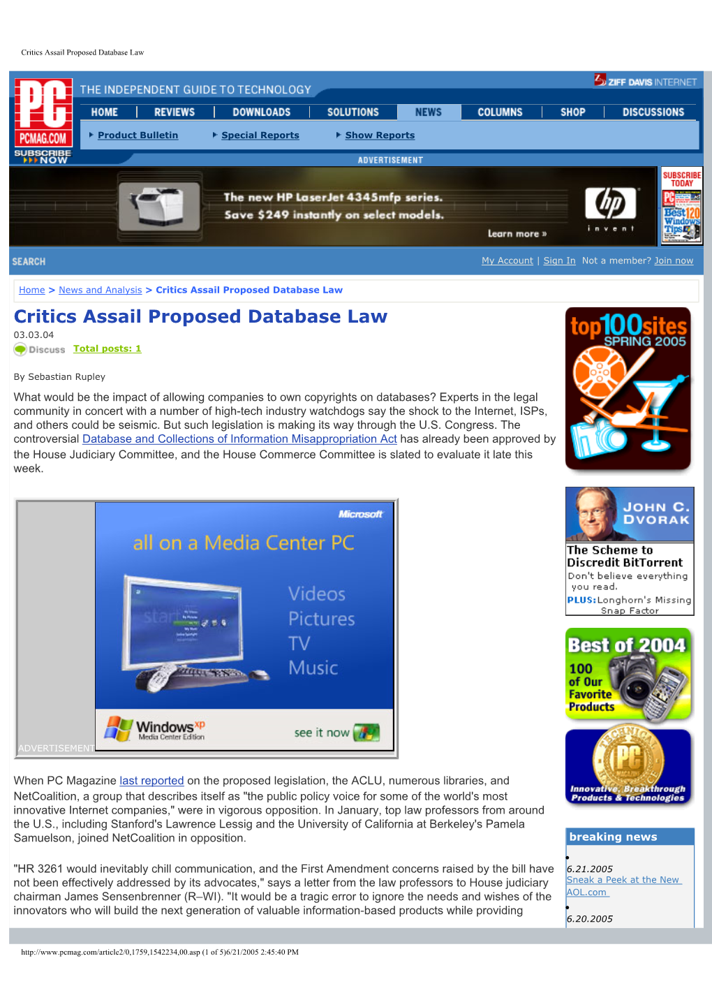 Critics Assail Proposed Database Law