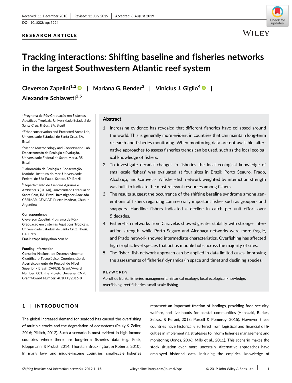 Tracking Interactions: Shifting Baseline and Fisheries Networks in the Largest Southwestern Atlantic Reef System