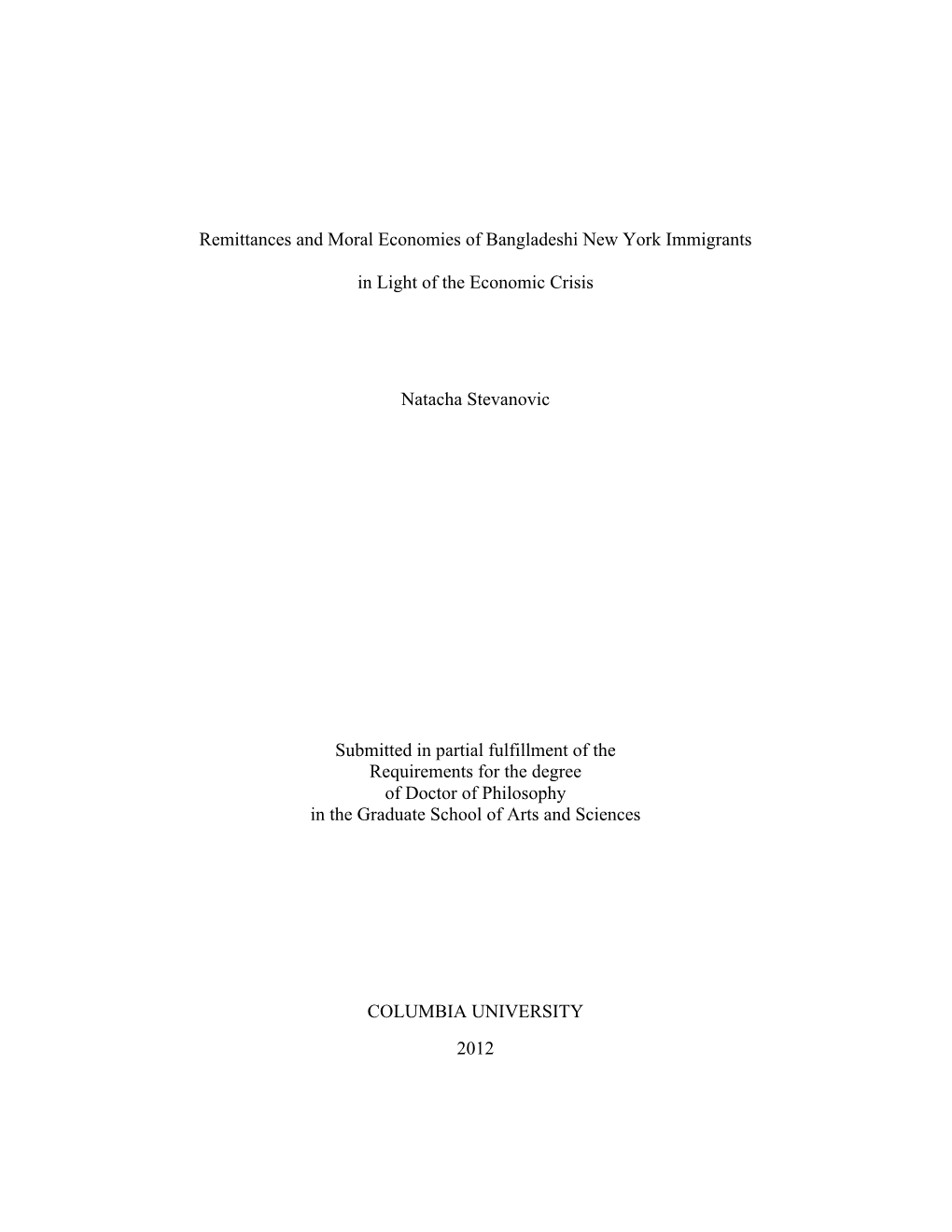 Remittances and Moral Economies of Bangladeshi New York Immigrants