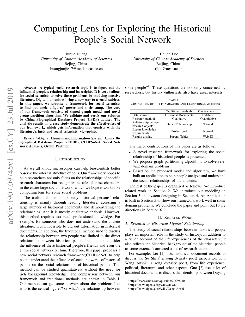 Computing Lens for Exploring the Historical People's Social Network