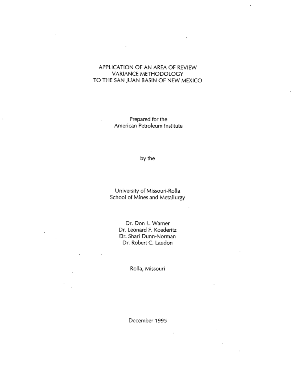 Application of an Area of Review Variance Methodology to the San Juan Basin of New Mexico