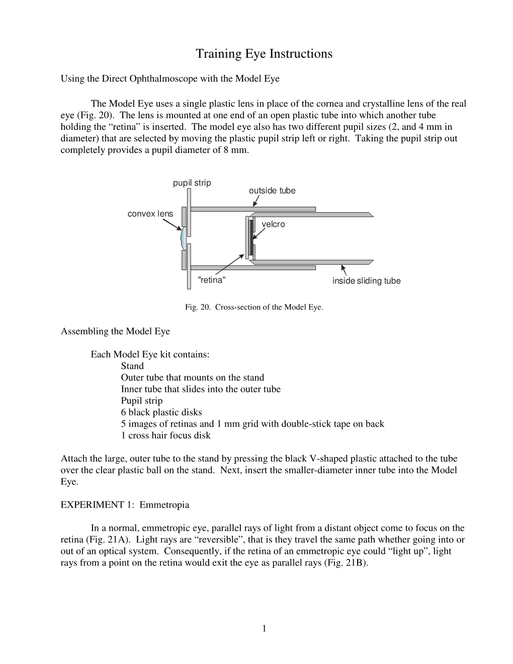 Training Eye Instructions