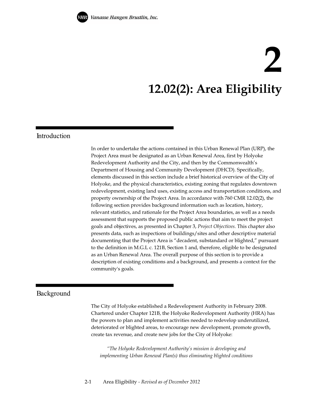 12.02(2): Area Eligibility