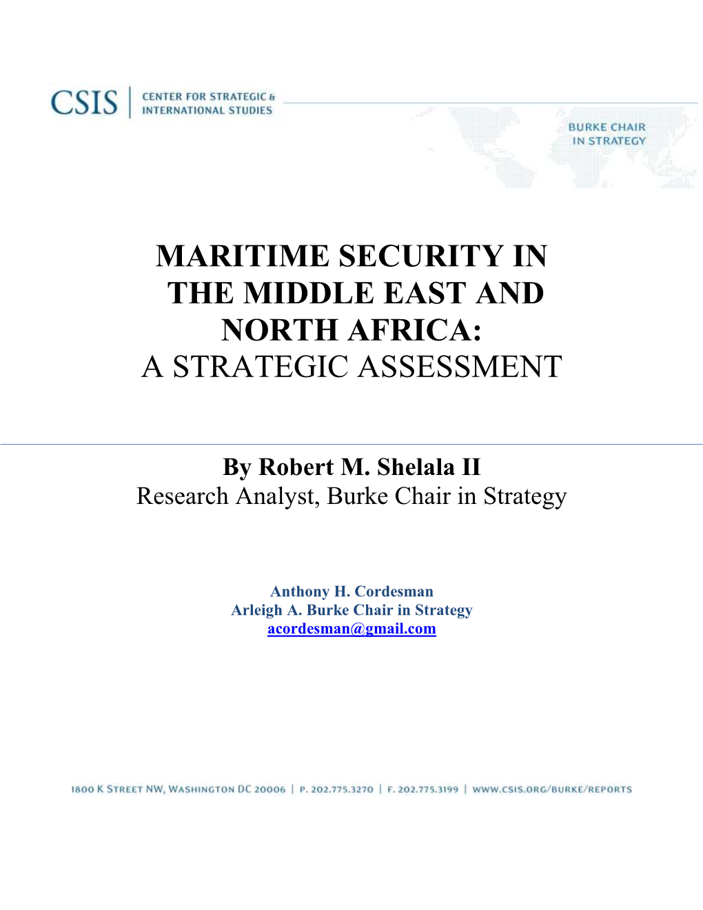 Maritime Security in the Middle East and North Africa: a Strategic Assessment