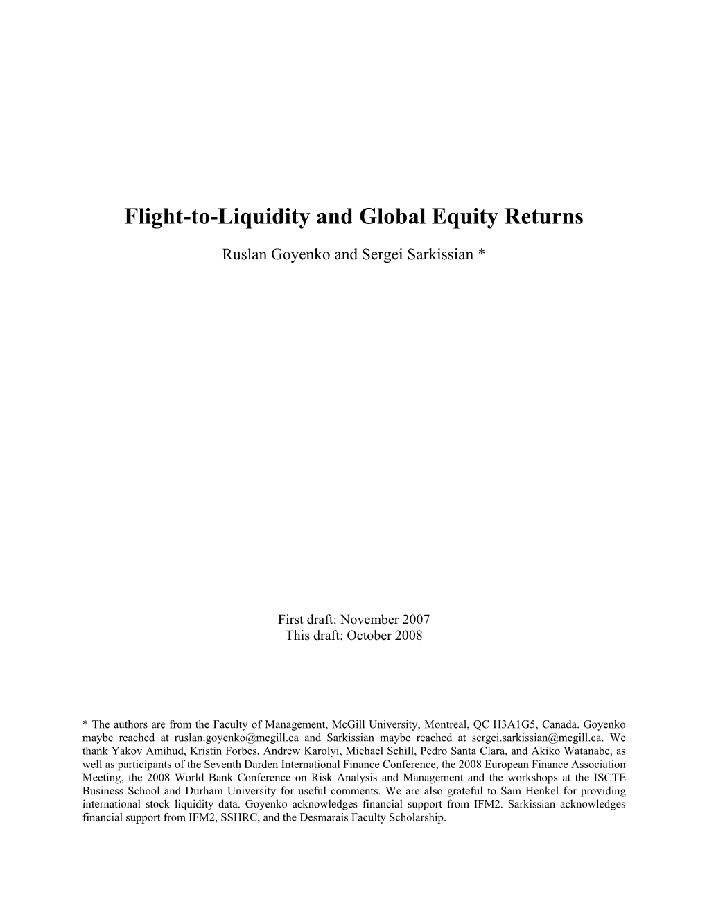 Flight-To-Liquidity and Global Equity Returns