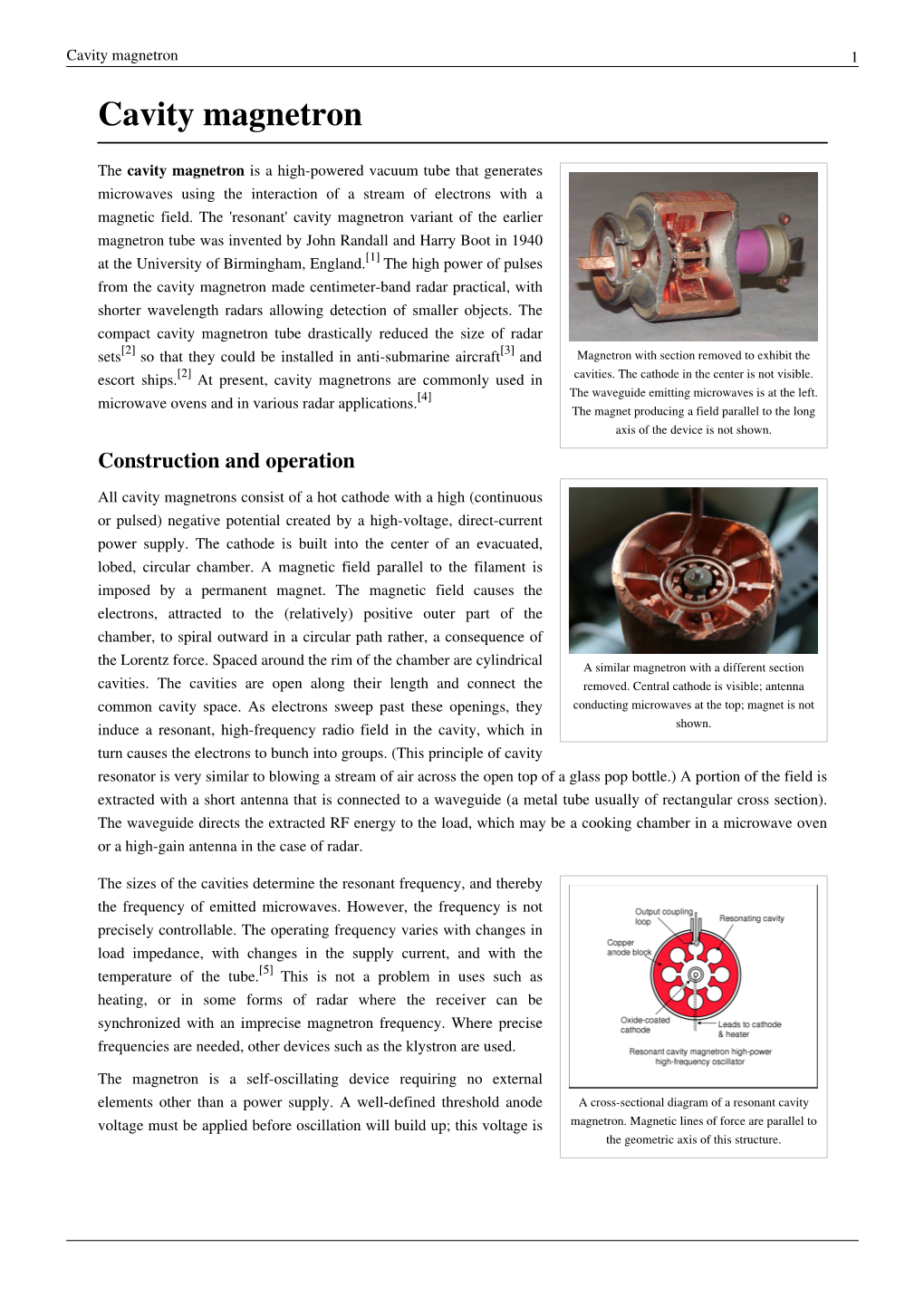 Cavity Magnetron 1 Cavity Magnetron