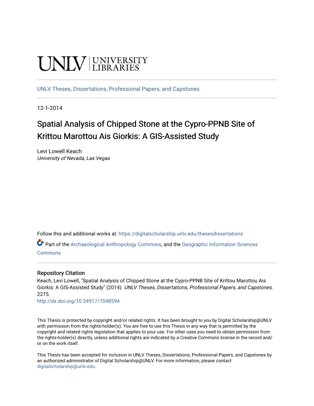 Spatial Analysis of Chipped Stone at the Cypro-PPNB Site of Krittou Marottou Ais Giorkis: a GIS-Assisted Study