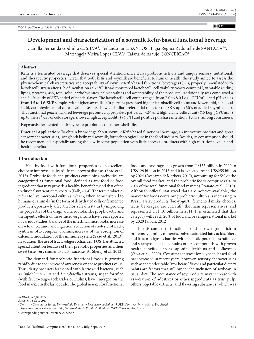 Development and Characterization of a Soymilk Kefir-Based Functional Beverage