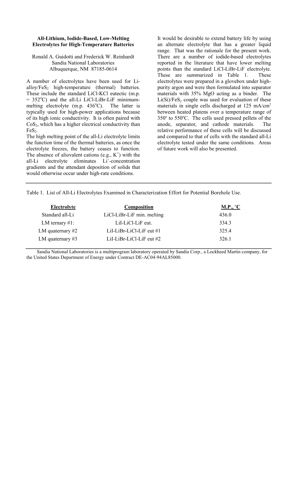 All-Lithium, Iodide-Based, Low-Melting Electrolytes for High