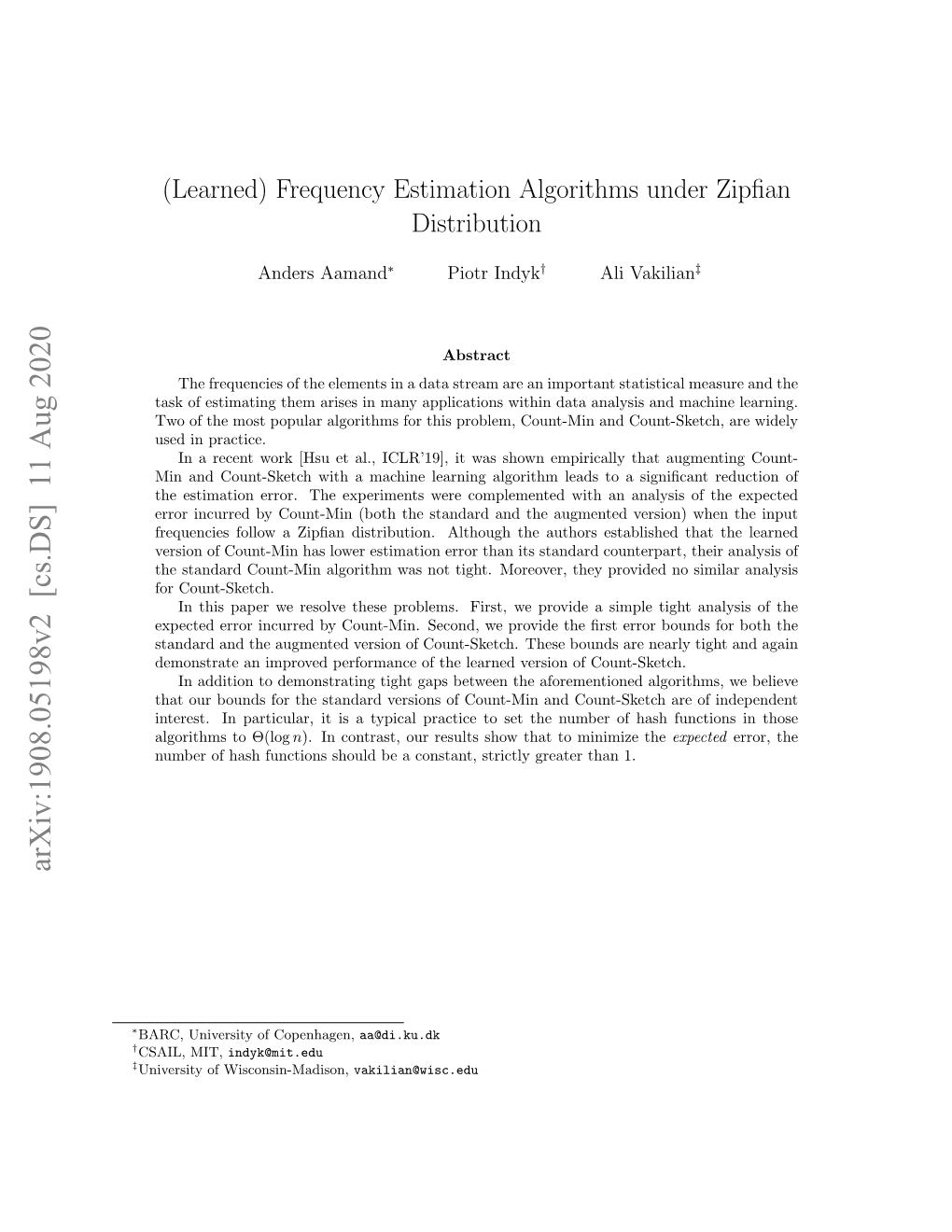 (Learned) Frequency Estimation Algorithms Under Zipfian Distribution
