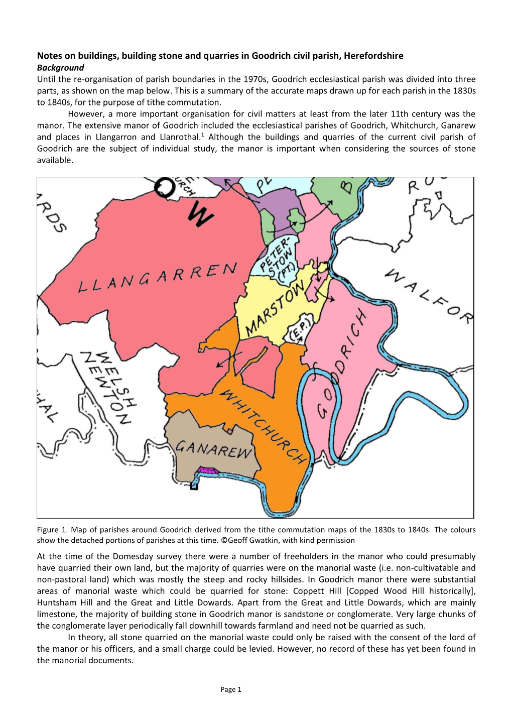 Notes on Buildings, Building Stone and Quarries in Goodrich Civil Parish