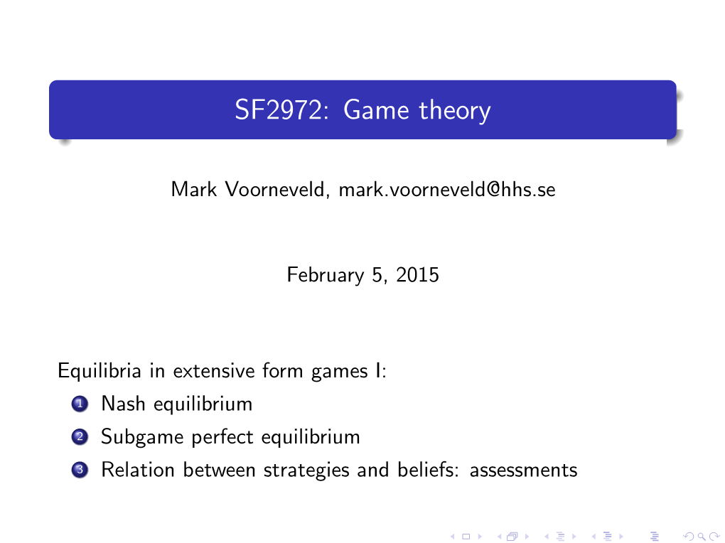 SF2972: Game Theory