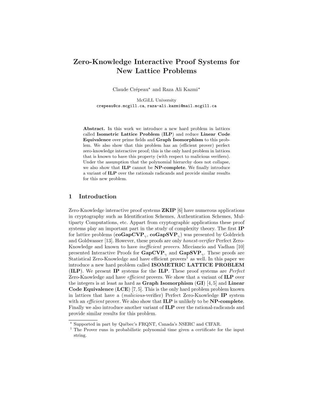 Zero-Knowledge Interactive Proof Systems for New Lattice Problems