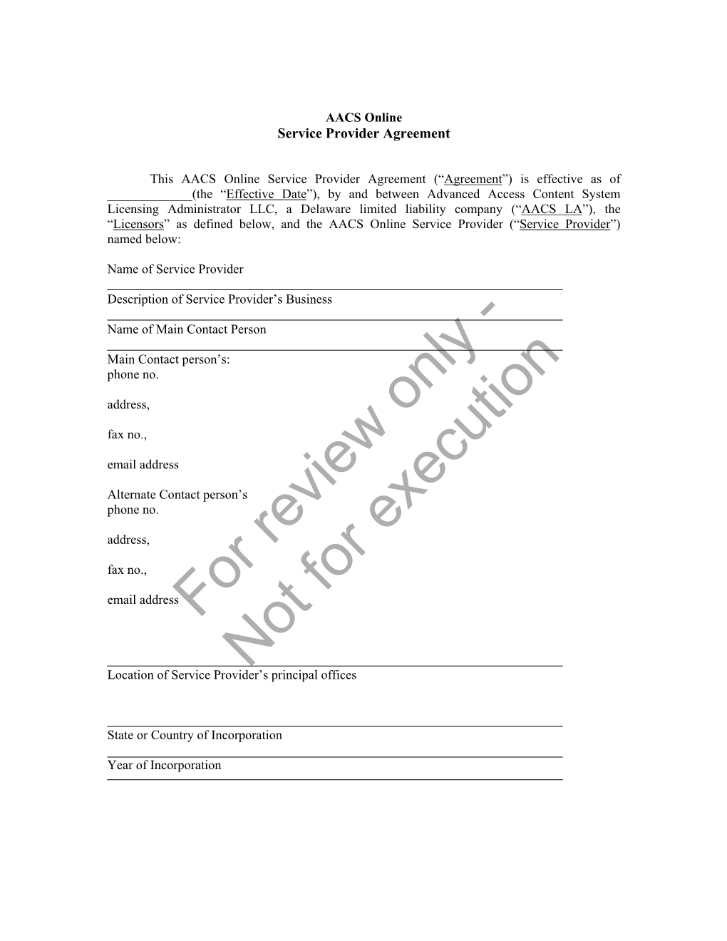 AACS Online Service Provider Agreement (Review Only PDF)