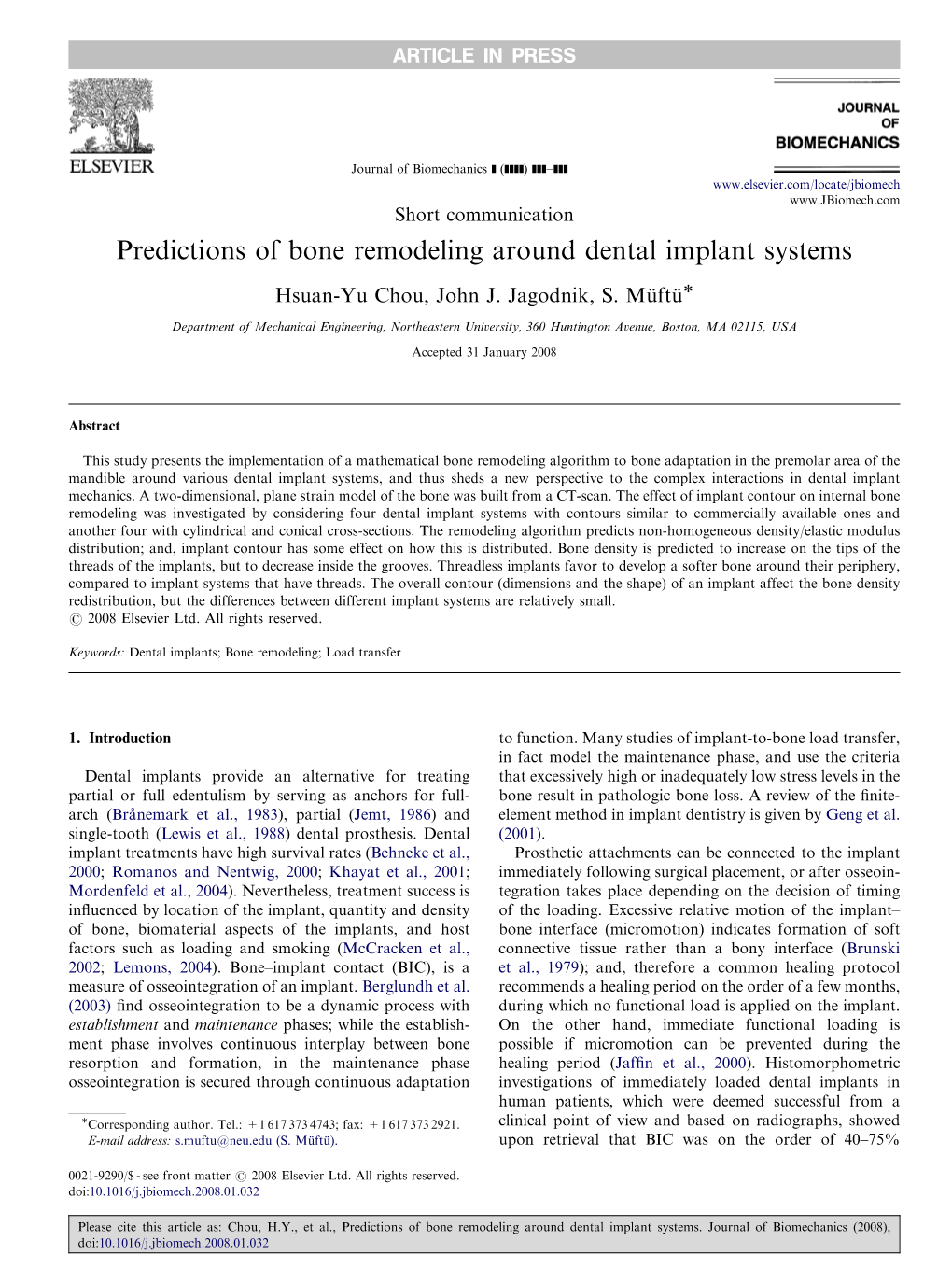 Predictions of Bone Remodeling Around Dental Implant Systems