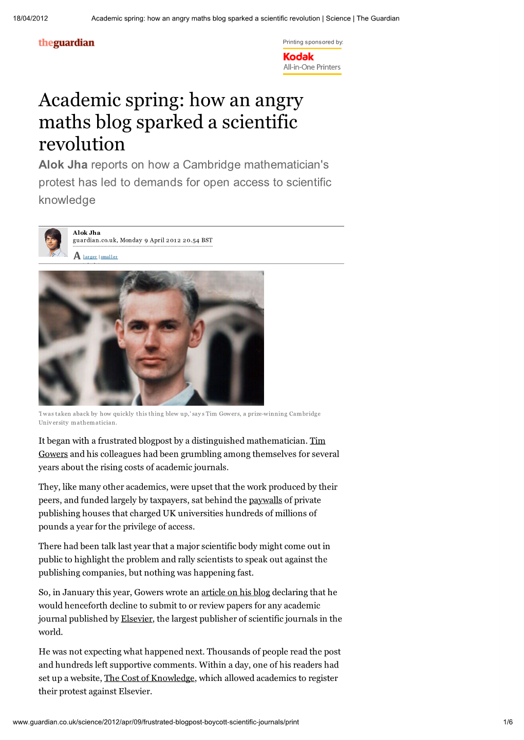 Academic Spring: How an Angry Maths Blog Sparked a Scientific Revolution | Science | the Guardian