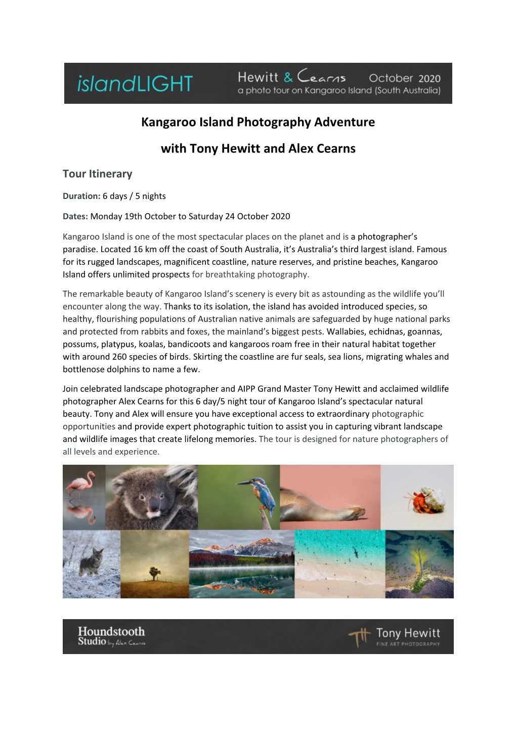 Kangaroo Island Photography Adventure with Tony Hewitt and Alex Cearns