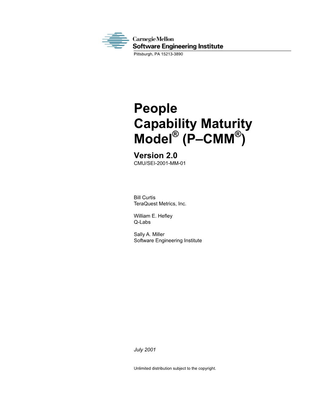 People Capability Maturity Model® (P–CMM®) Version 2.0 CMU/SEI-2001-MM-01
