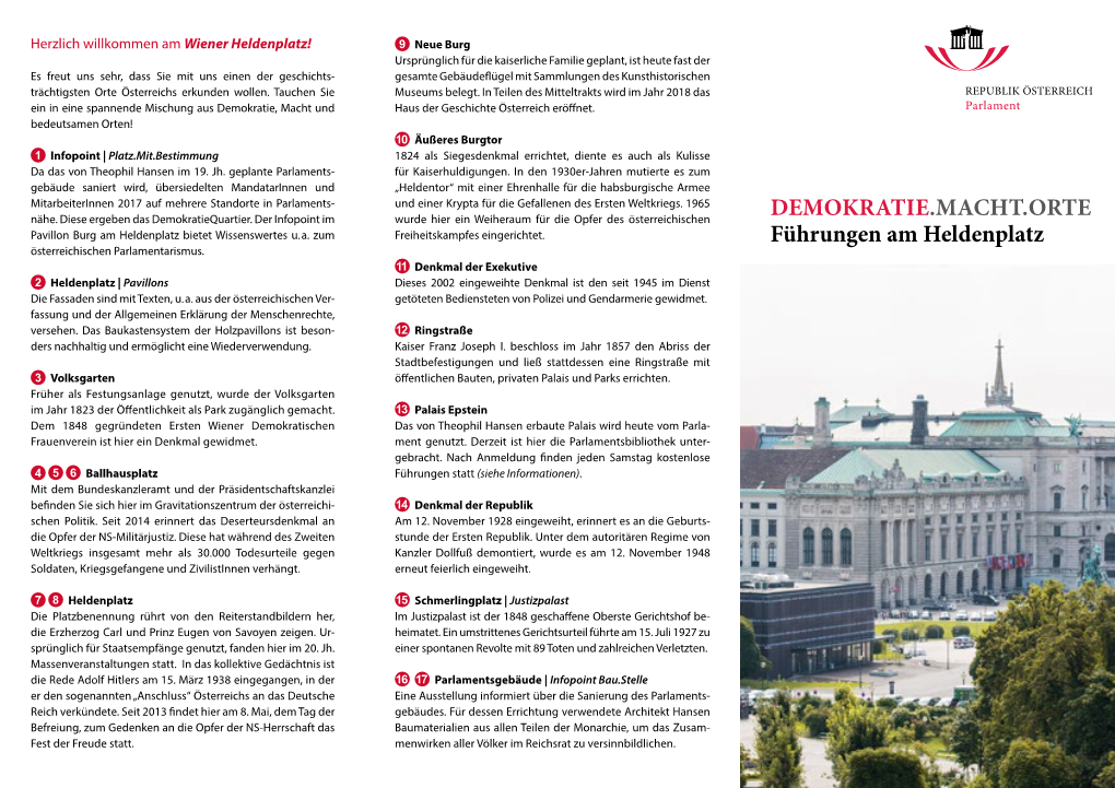 DEMOKRATIE.MACHT.ORTE Pavillon Burg Am Heldenplatz Bietet Wissenswertes U.A