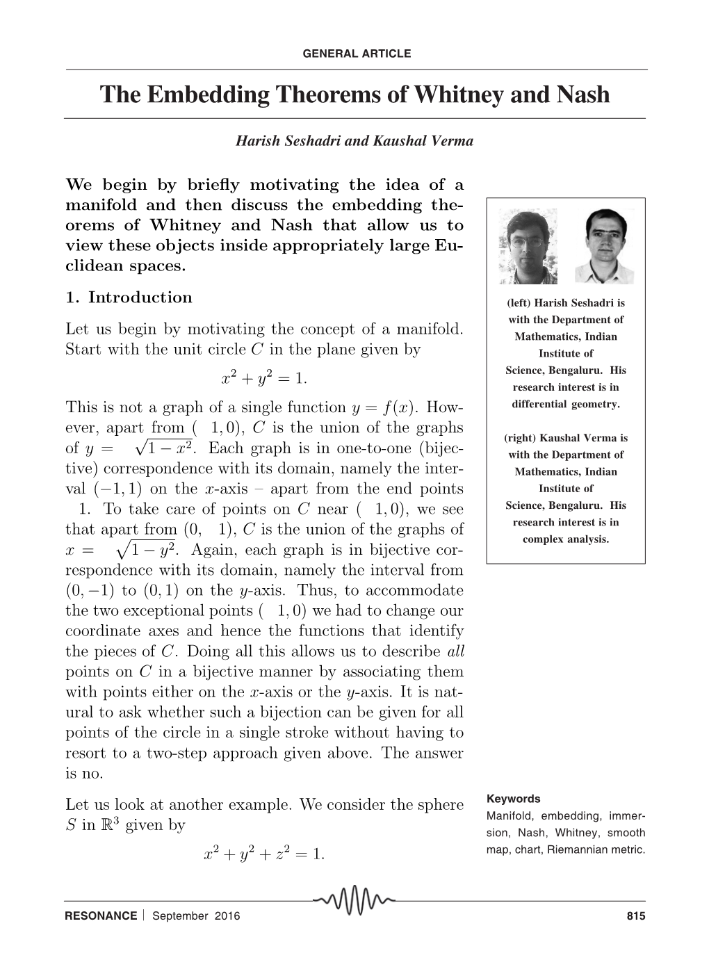 The Embedding Theorems of Whitney and Nash