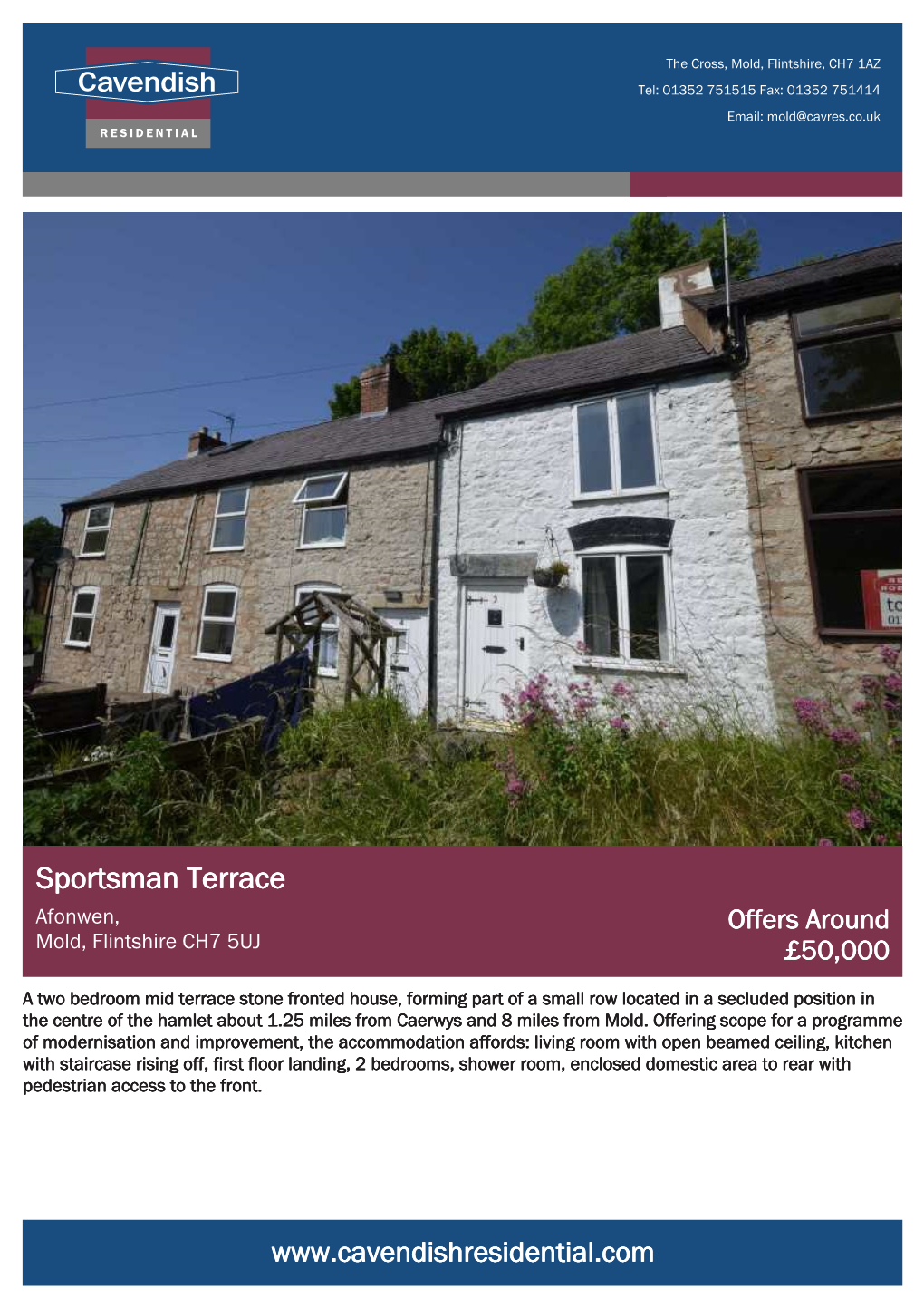 Sportsman Terrace Afonwen, Offers Around Mold, Flintshire CH7 5UJ £50,000