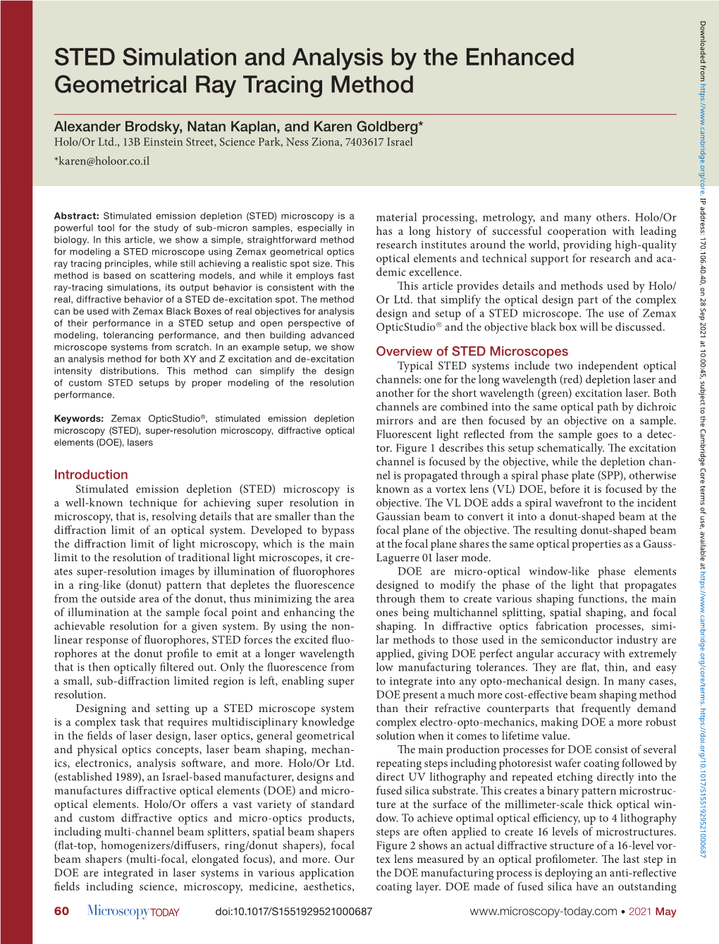 STED Simulation and Analysis by the Enhanced Geometrical Ray Tracing Method