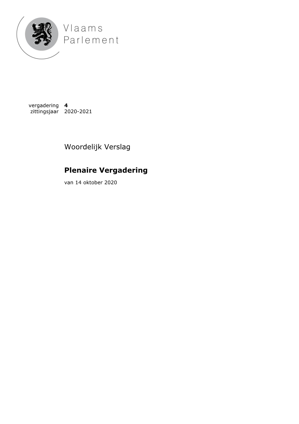 Woordelijk Verslag Plenaire Vergadering