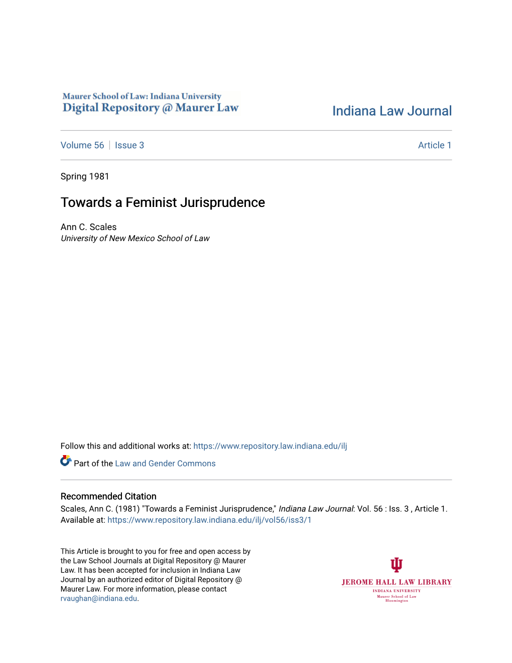 Towards a Feminist Jurisprudence