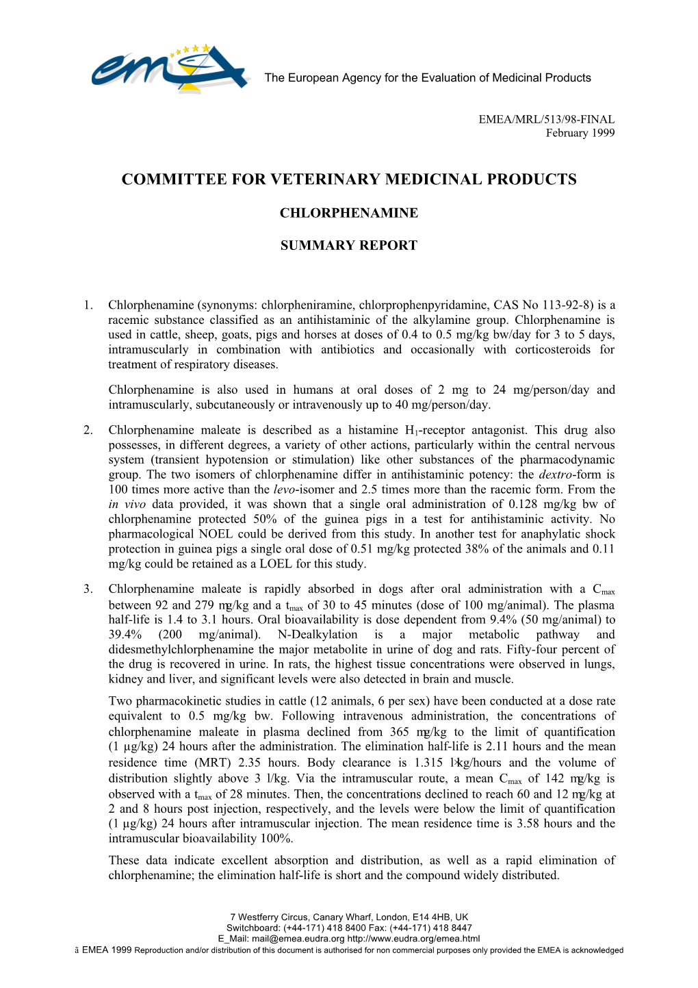 Committee for Veterinary Medicinal Products