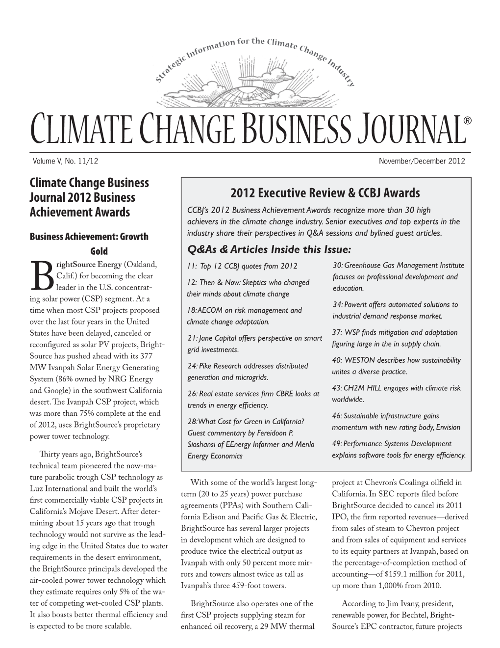 CLIMATE CHANGE BUSINESS JOURNAL® Volume V, No