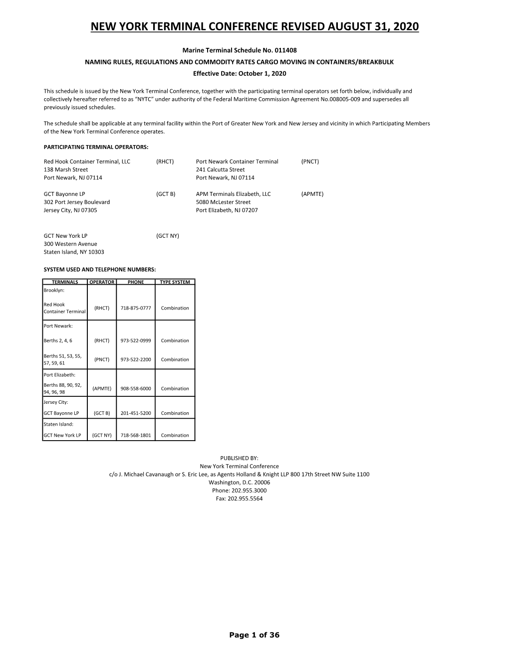 NYTC Tariff File.Pdf