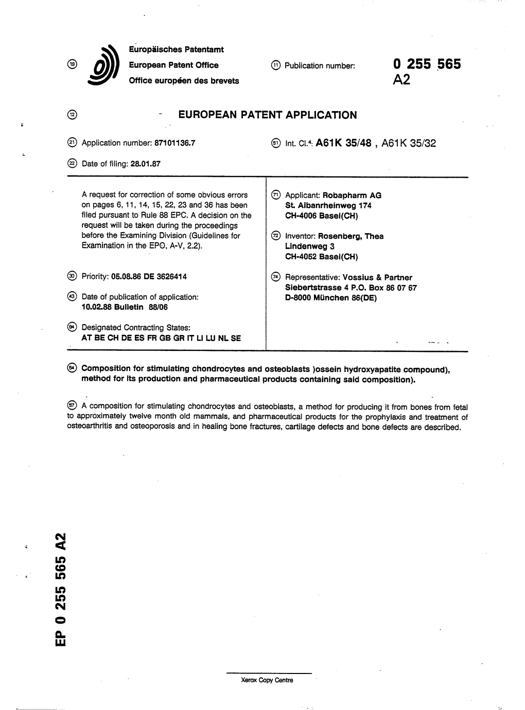 Composition for Stimulating Chondrocytes and Osteoblasts