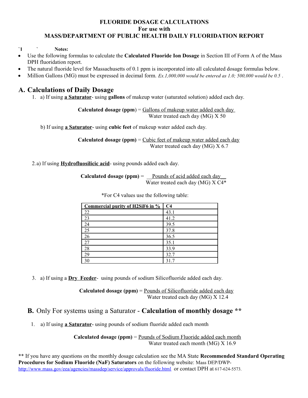 Fluoride Dosage Calculations