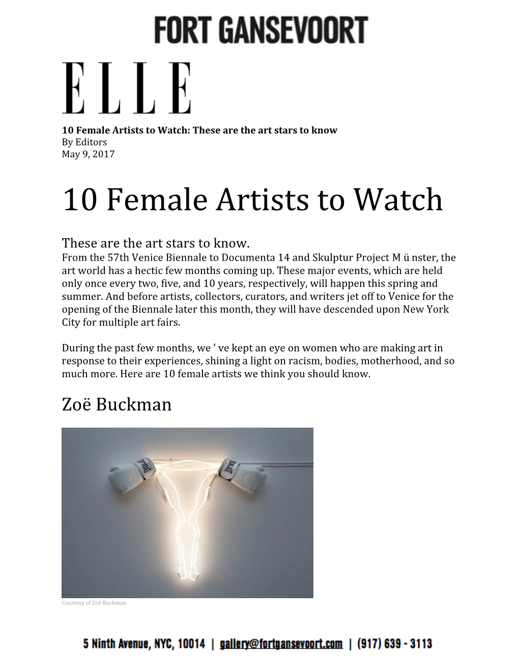 10 Female Artists to Watch: These Are the Art Stars to Know by Editors May 9, 2017