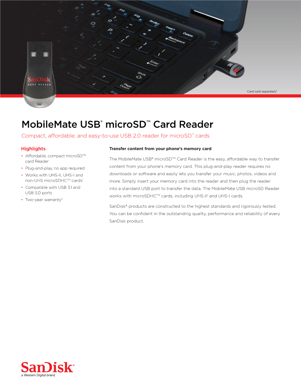 Data Sheet: Mobilemate USB Reader