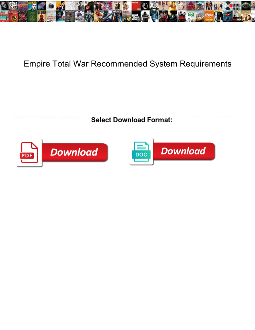 Empire Total War Recommended System Requirements