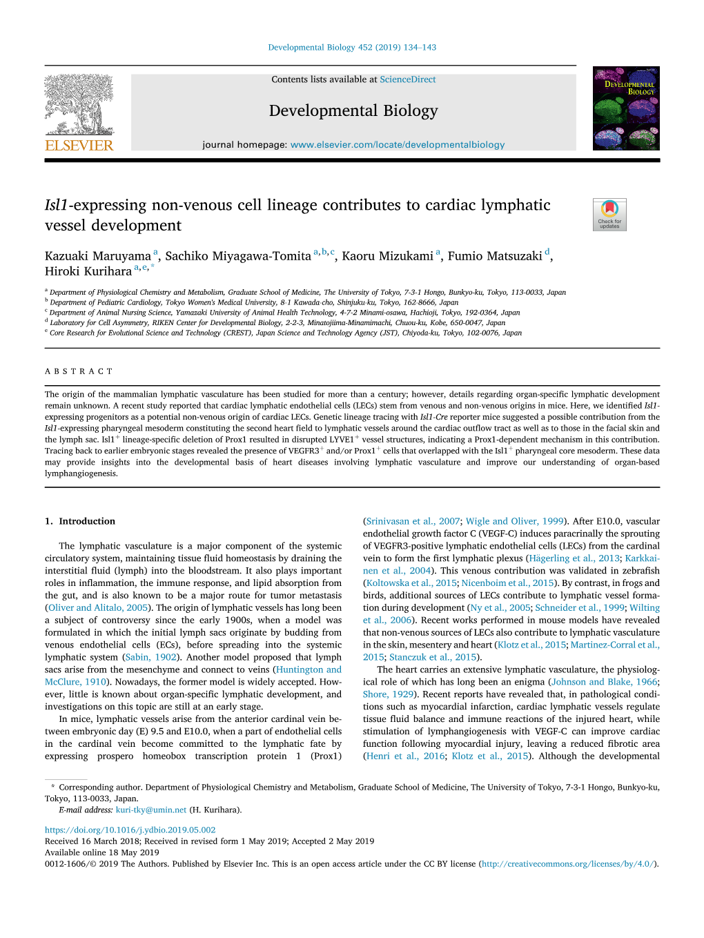 Isl1-Expressing Non-Venous Cell Lineage Contributes to Cardiac Lymphatic Vessel Development