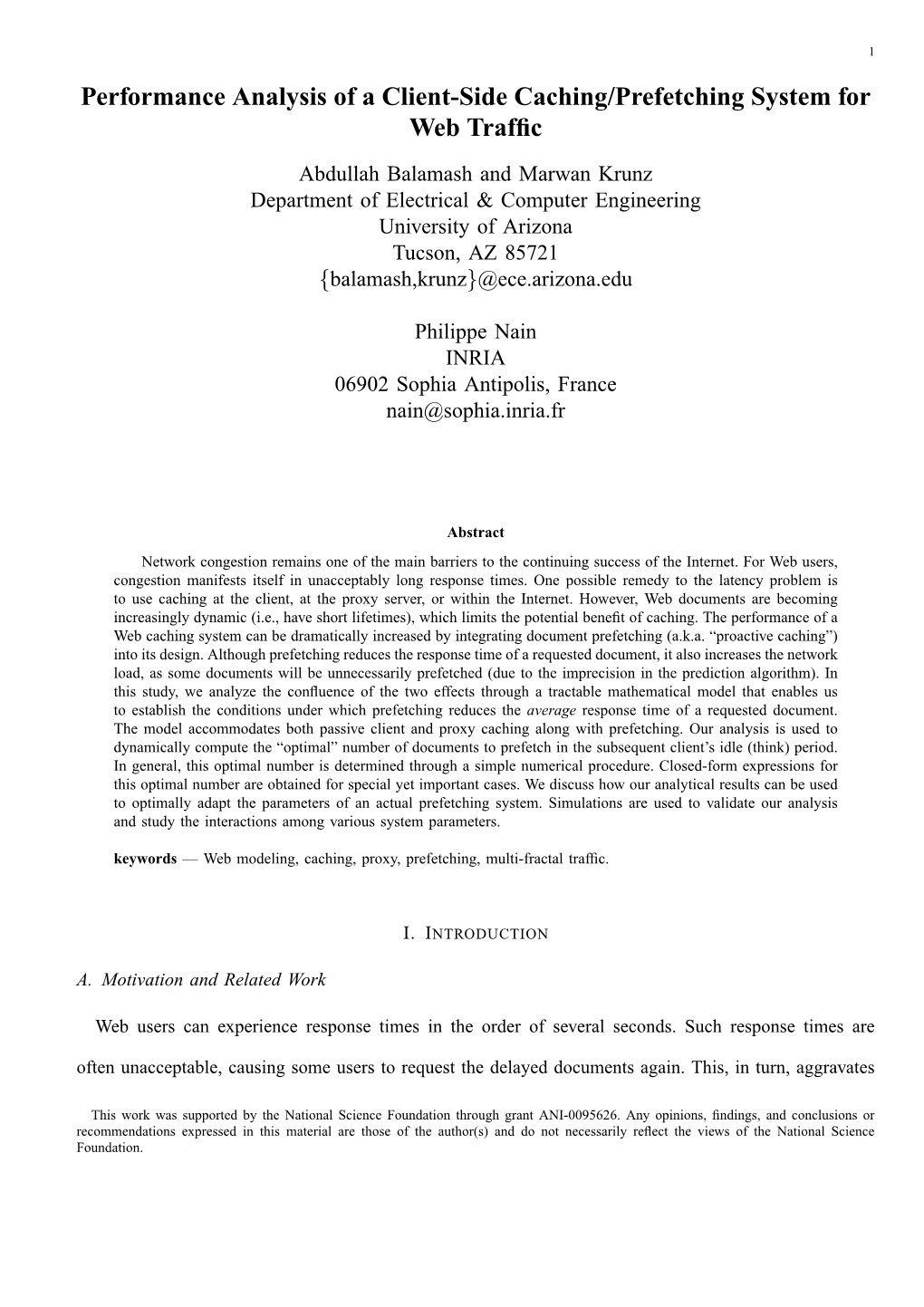 Performance Analysis of a Client-Side Caching/Prefetching System for Web Trafﬁc